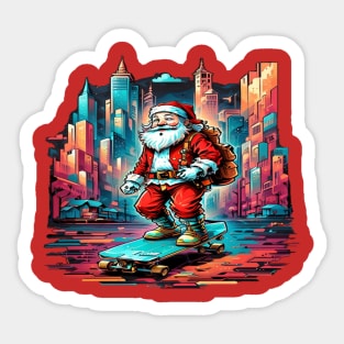 cool Santa Claus on skateboard Sticker